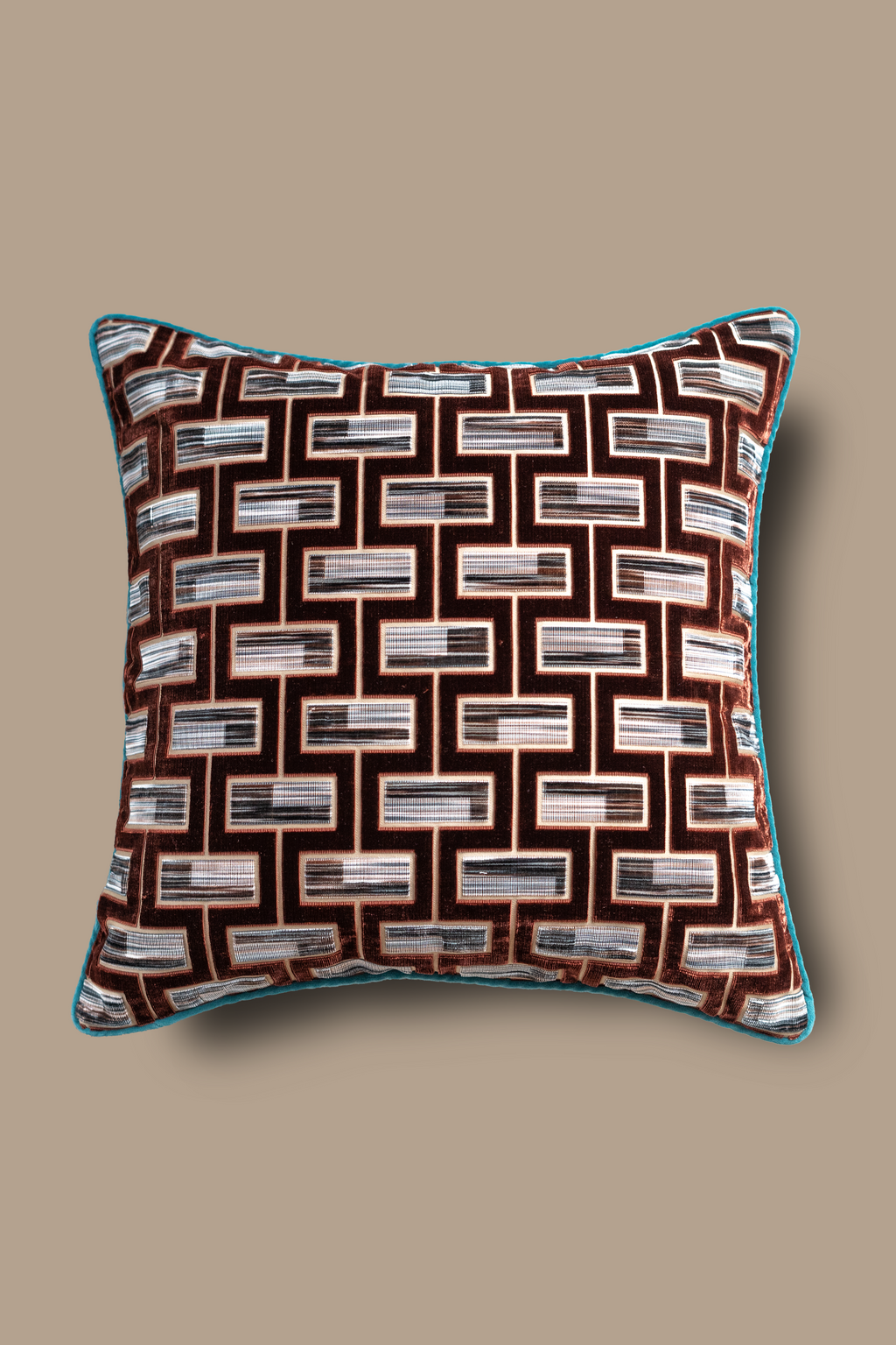 Poole - Geometric luxury velvet cushion