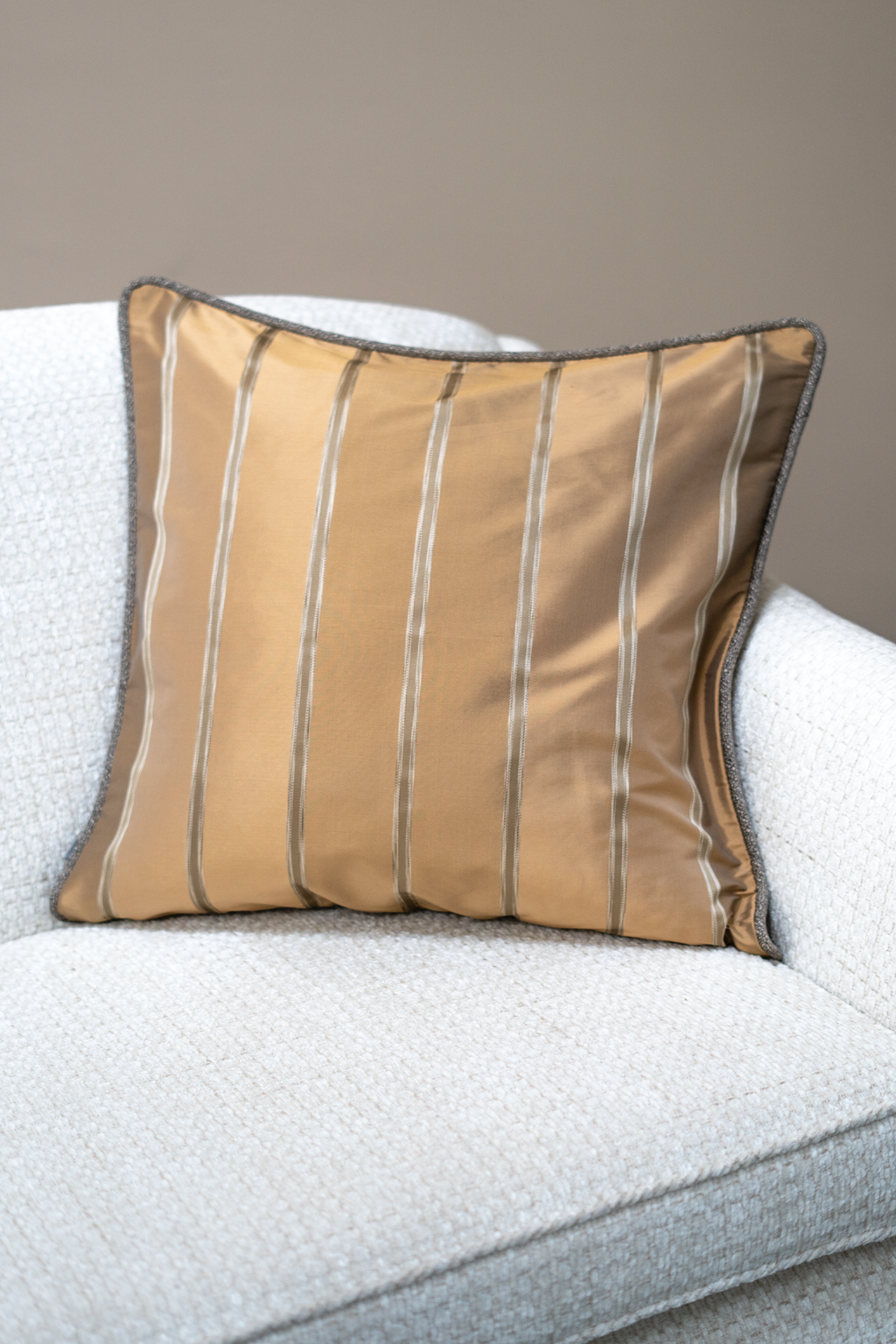 Sherborne - Bronze silk stripe cushion
